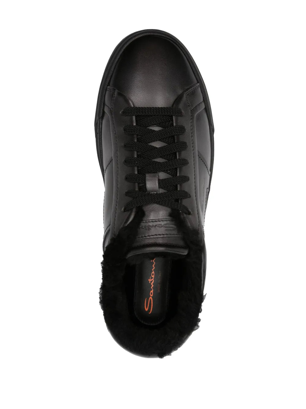 Santoni Logo-Debossed Leather Sneakers