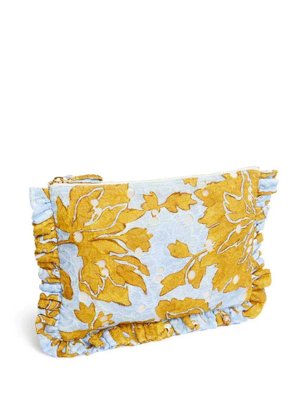 La DoubleJruffled guipure lace clutch