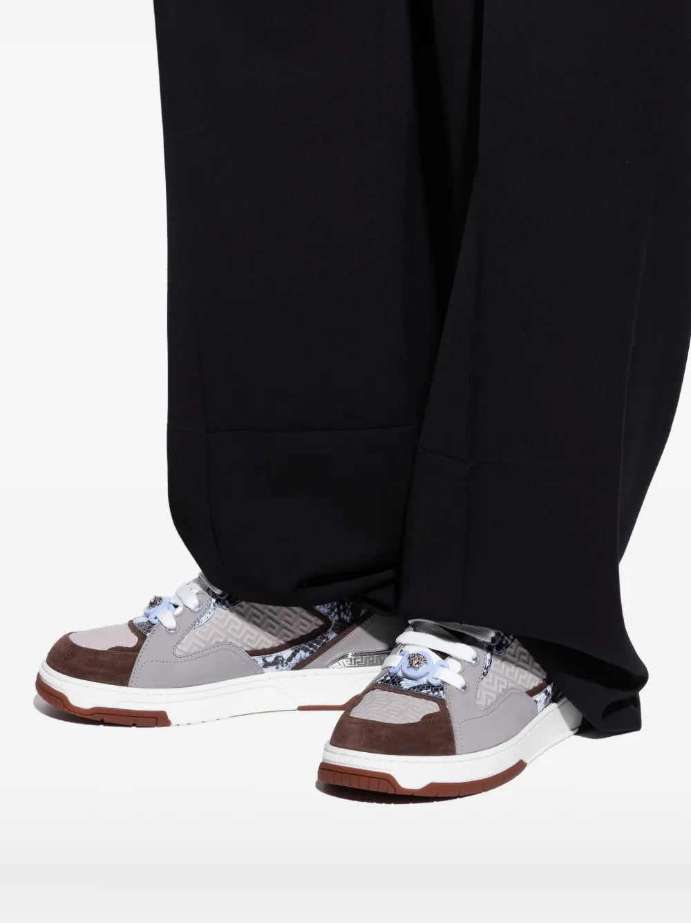 Versace Greca Snakeskin-Effect Sneakers