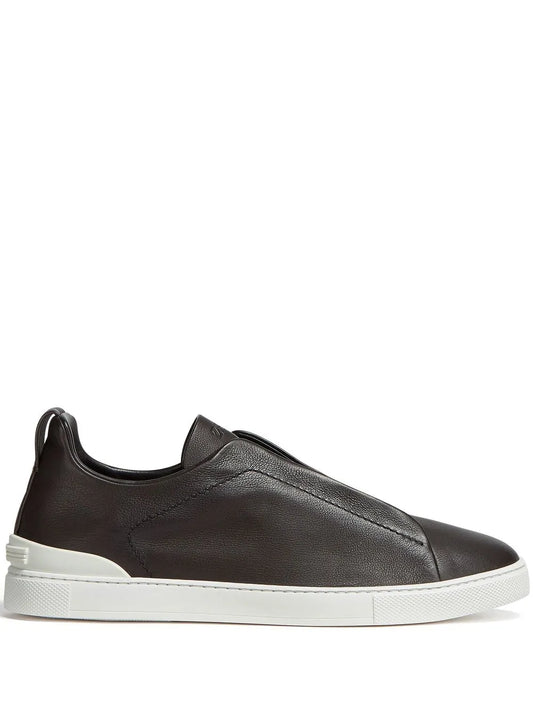 Zegna Secondskin Triple Stitch Leather Sneakers