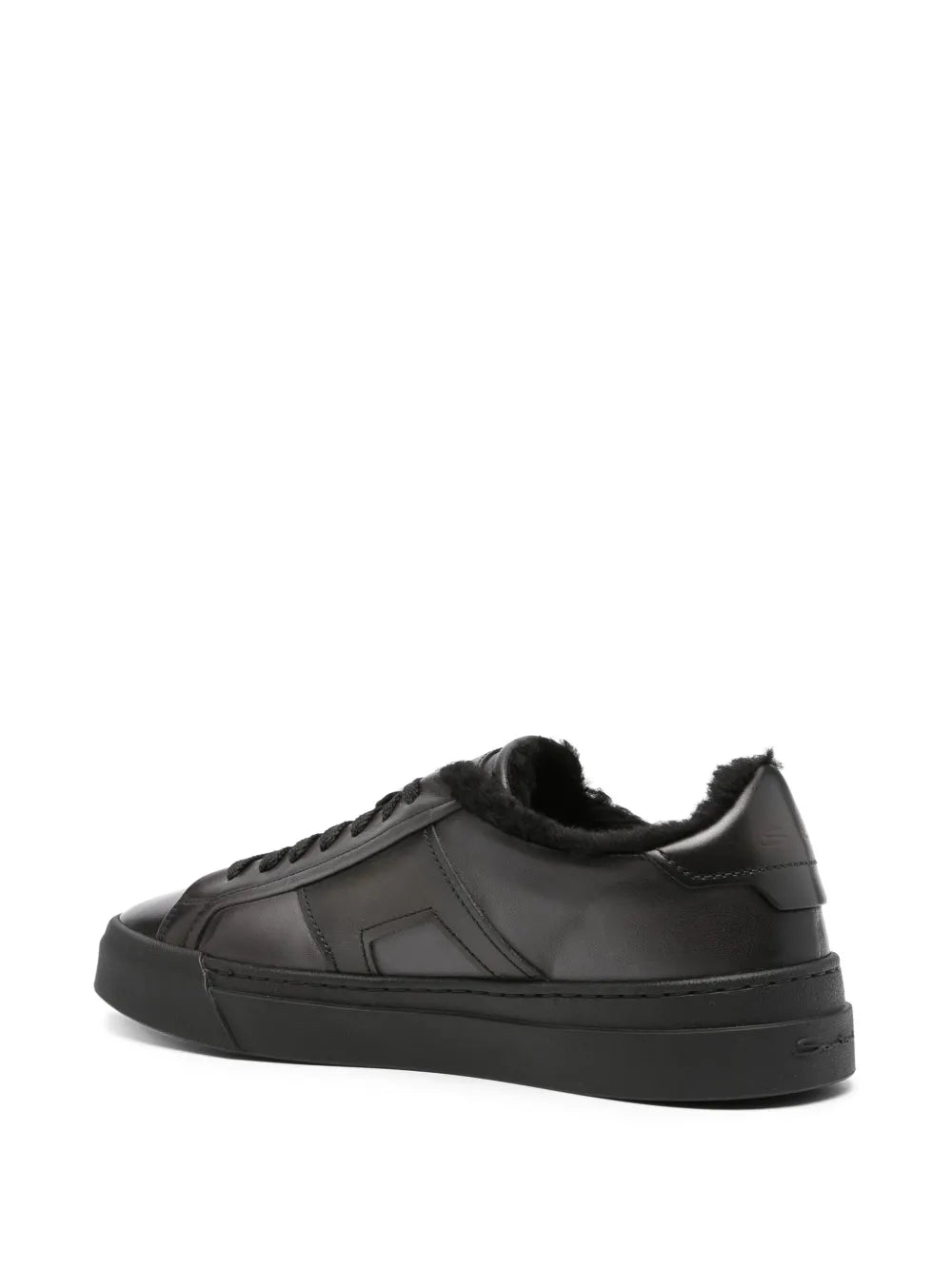 Santoni Logo-Debossed Leather Sneakers