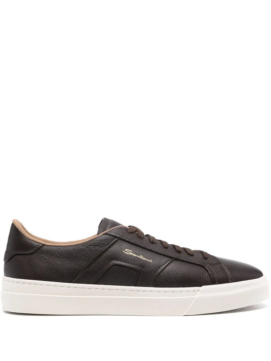 Santoni Lace-Up Leather Sneakers