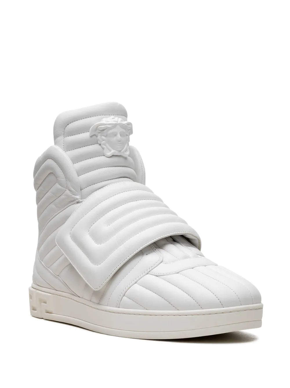 Versace Quilted High-Top White Sneakers