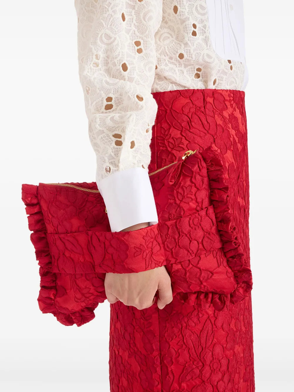 La DoubleJfloral-lace clutch bag