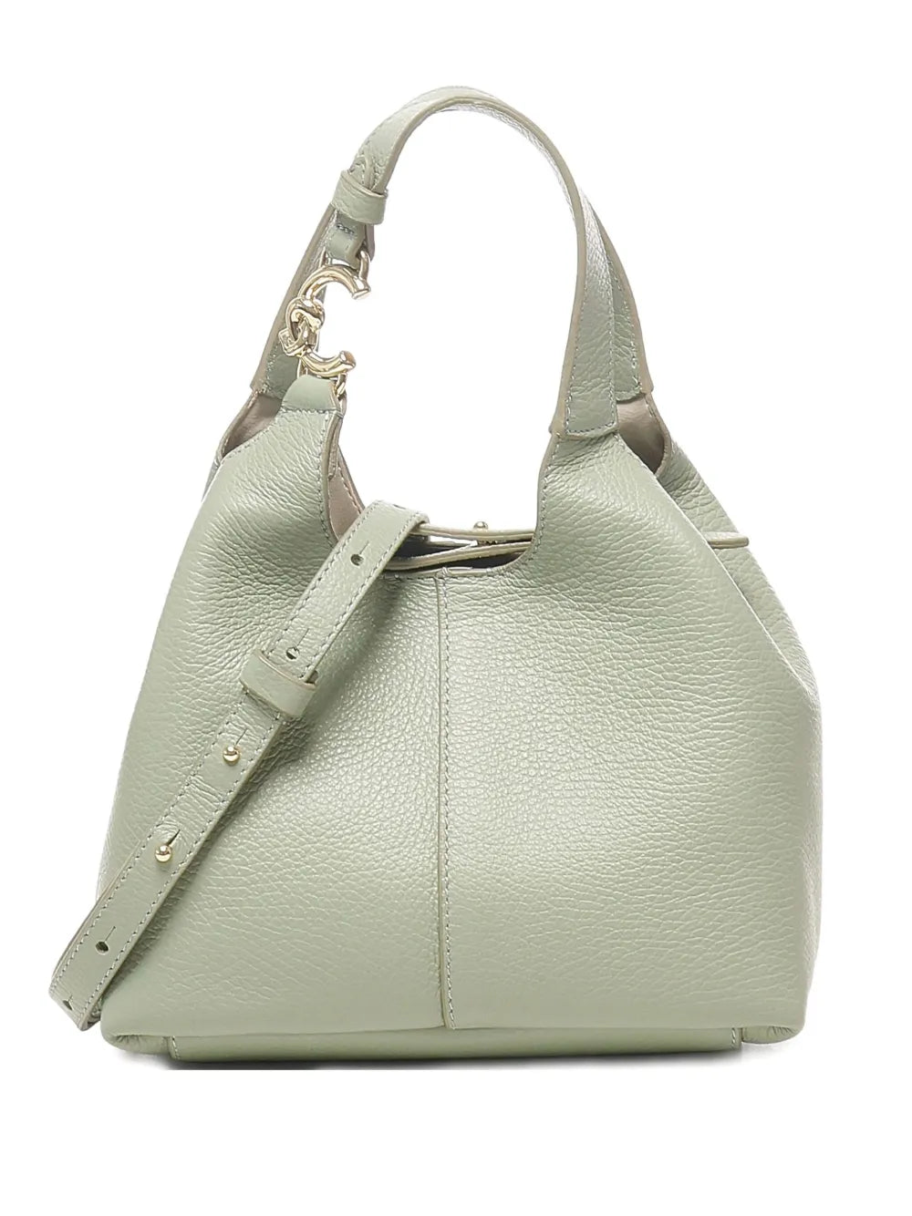 Coccinellebutton-fastening leather shoulder bag