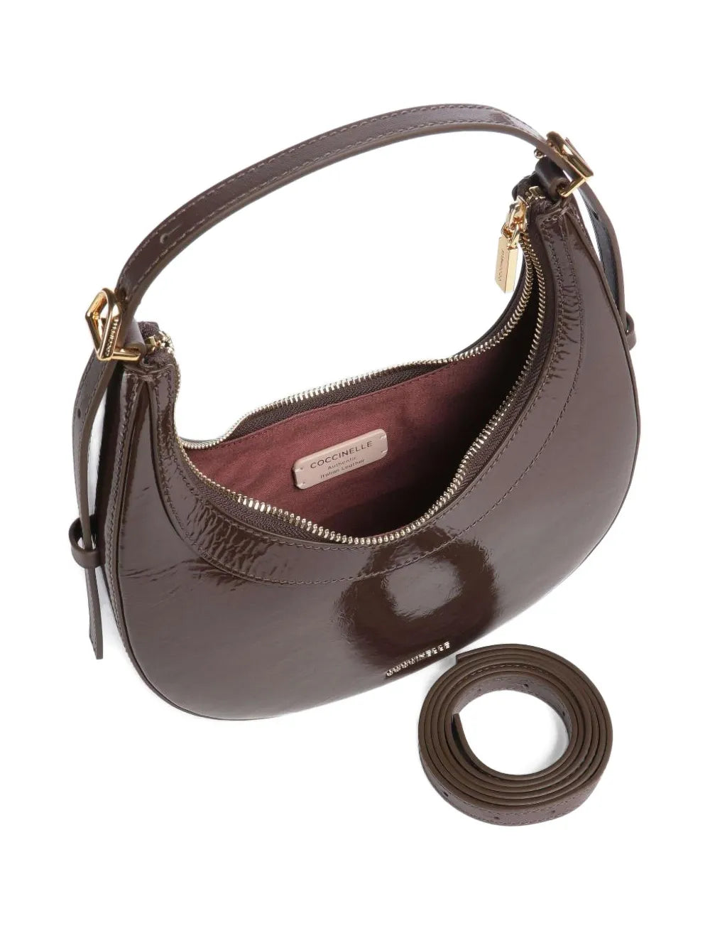 Coccinellelogo-plaque patent-leather shoulder bag