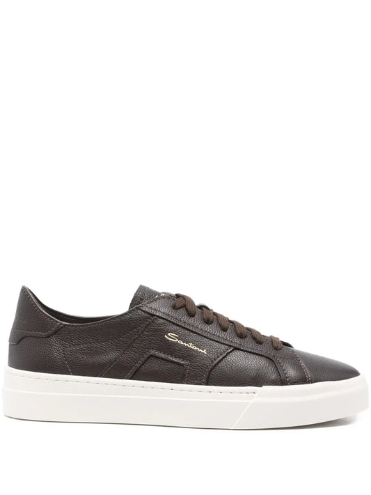 Santoni Leather Lace-Up Sneakers