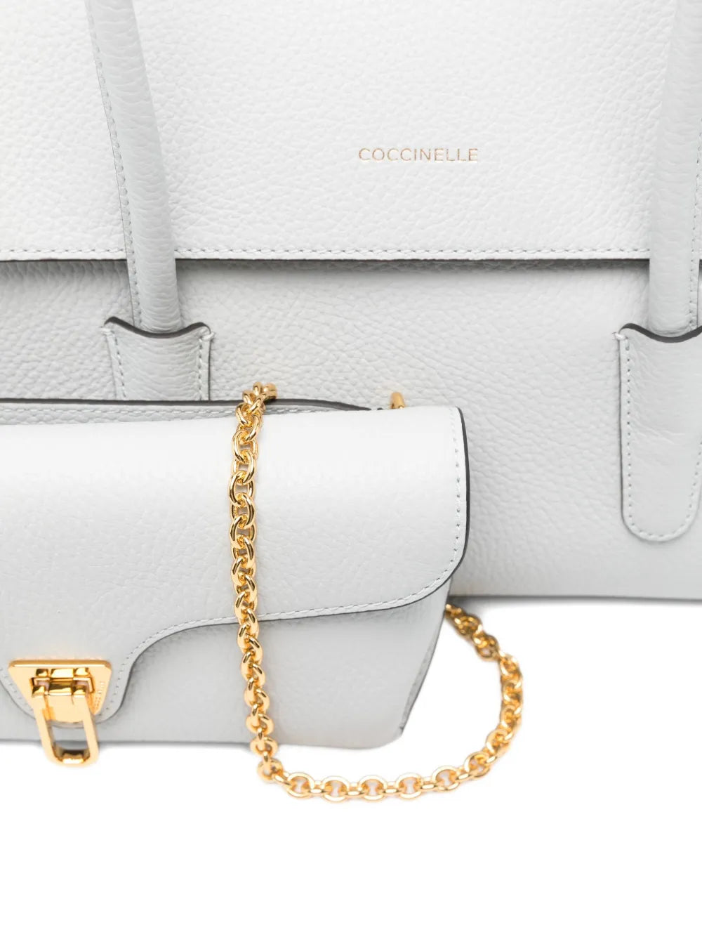 Coccinellechain-detail leather tote bag