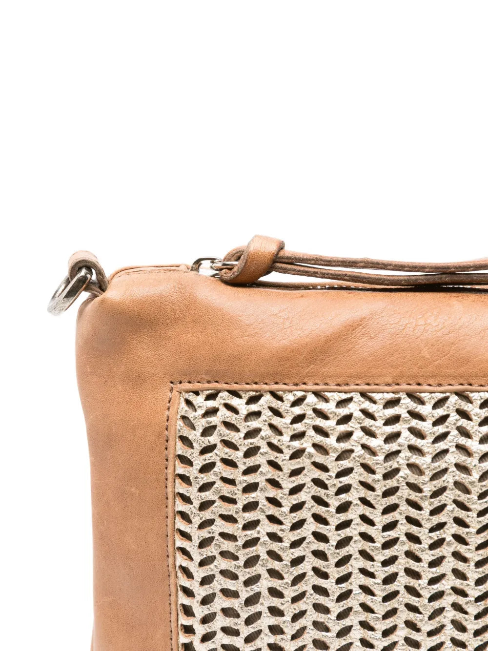 SOMMETleather woven-panel shoulder bag