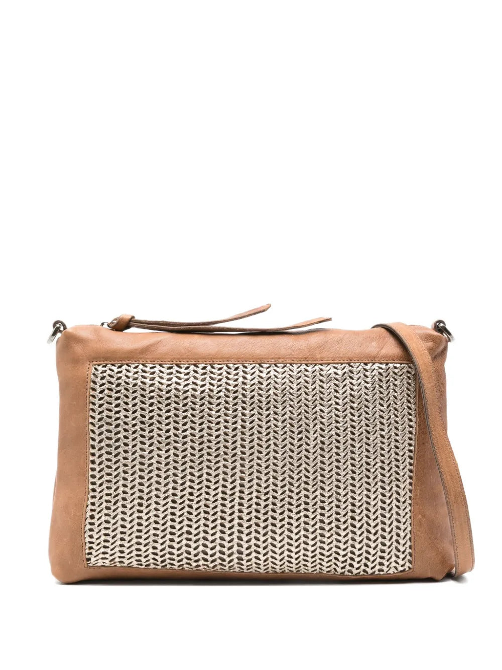 SOMMETleather woven-panel shoulder bag