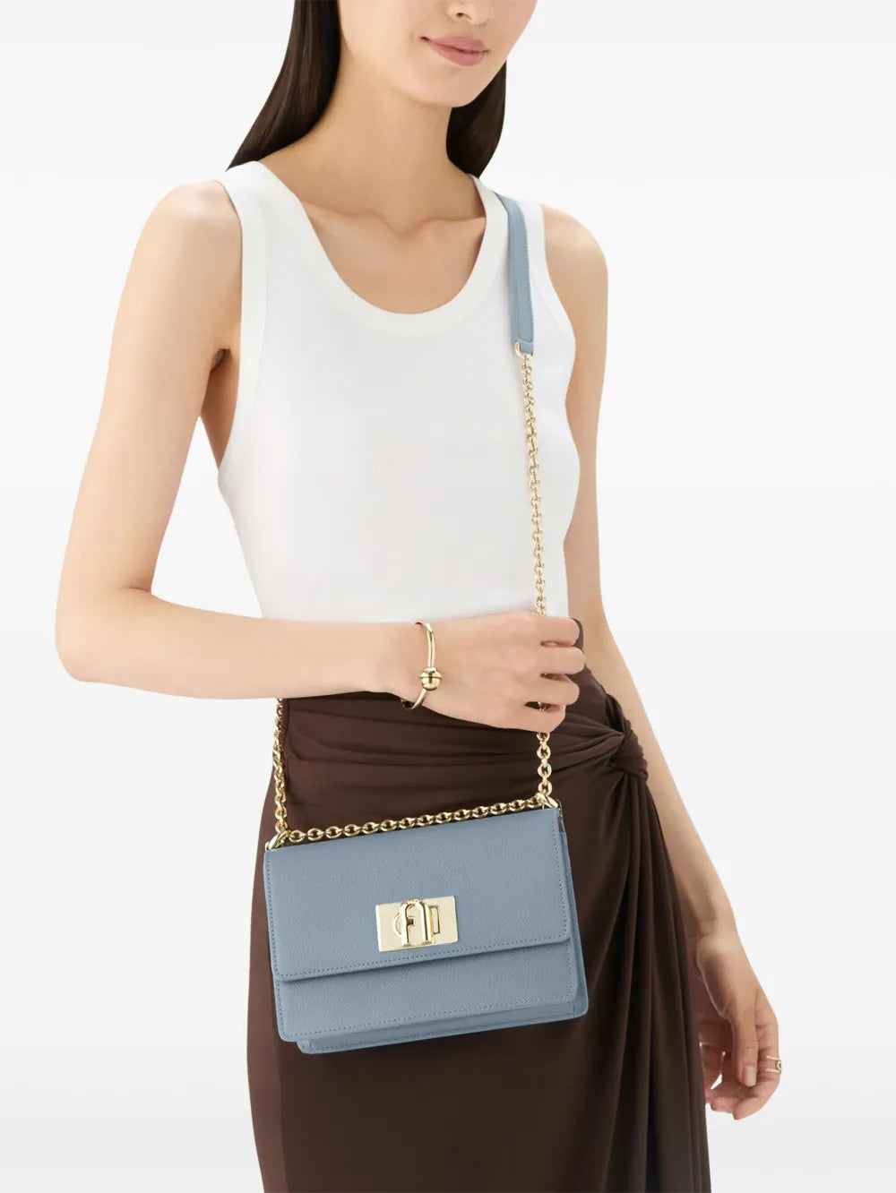 Furlachain-strap flap satchel