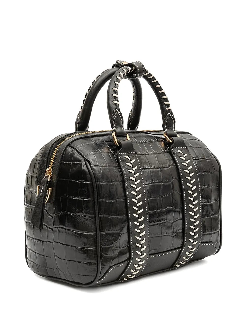 IslaMaia Bowling croc-embossed top handle shoulder bag