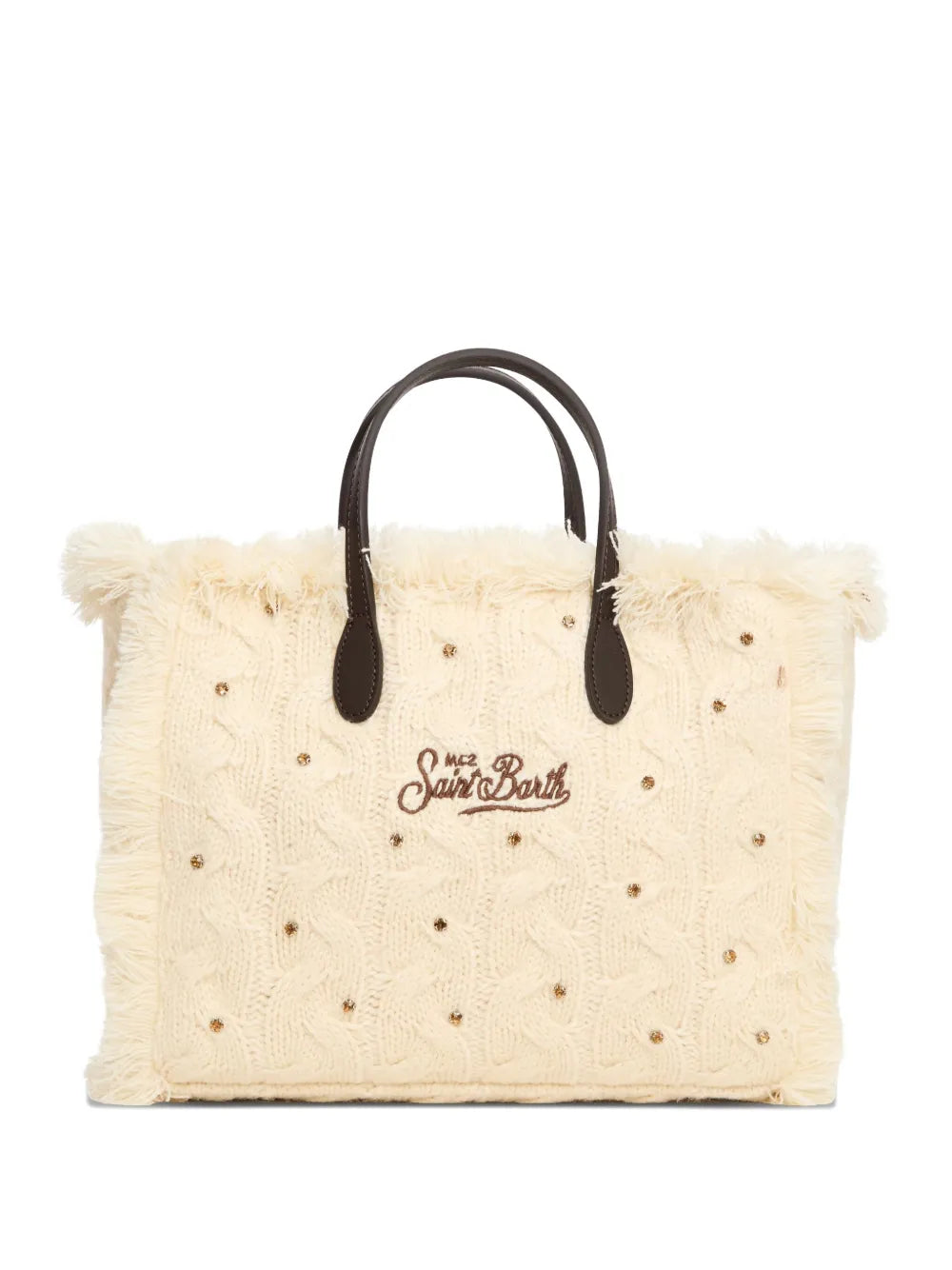 MC2 Saint BarthColette cable-knit fringed tote bag