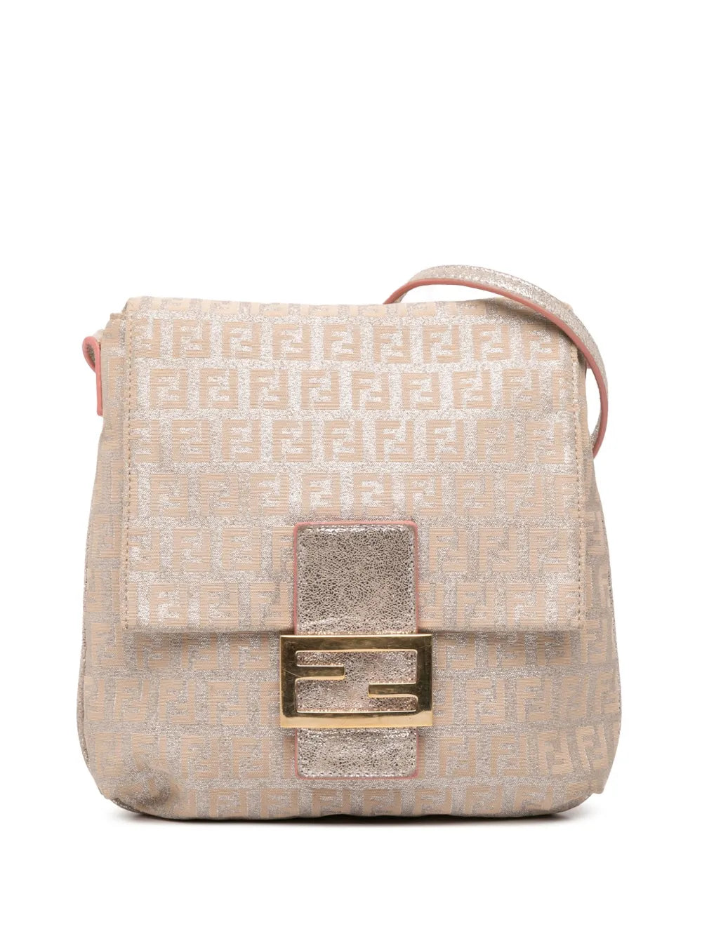 Pre-OwnedFendi Pre-Owned2010-2025 Zucchino Metallic Canvas Flap crossbody bag