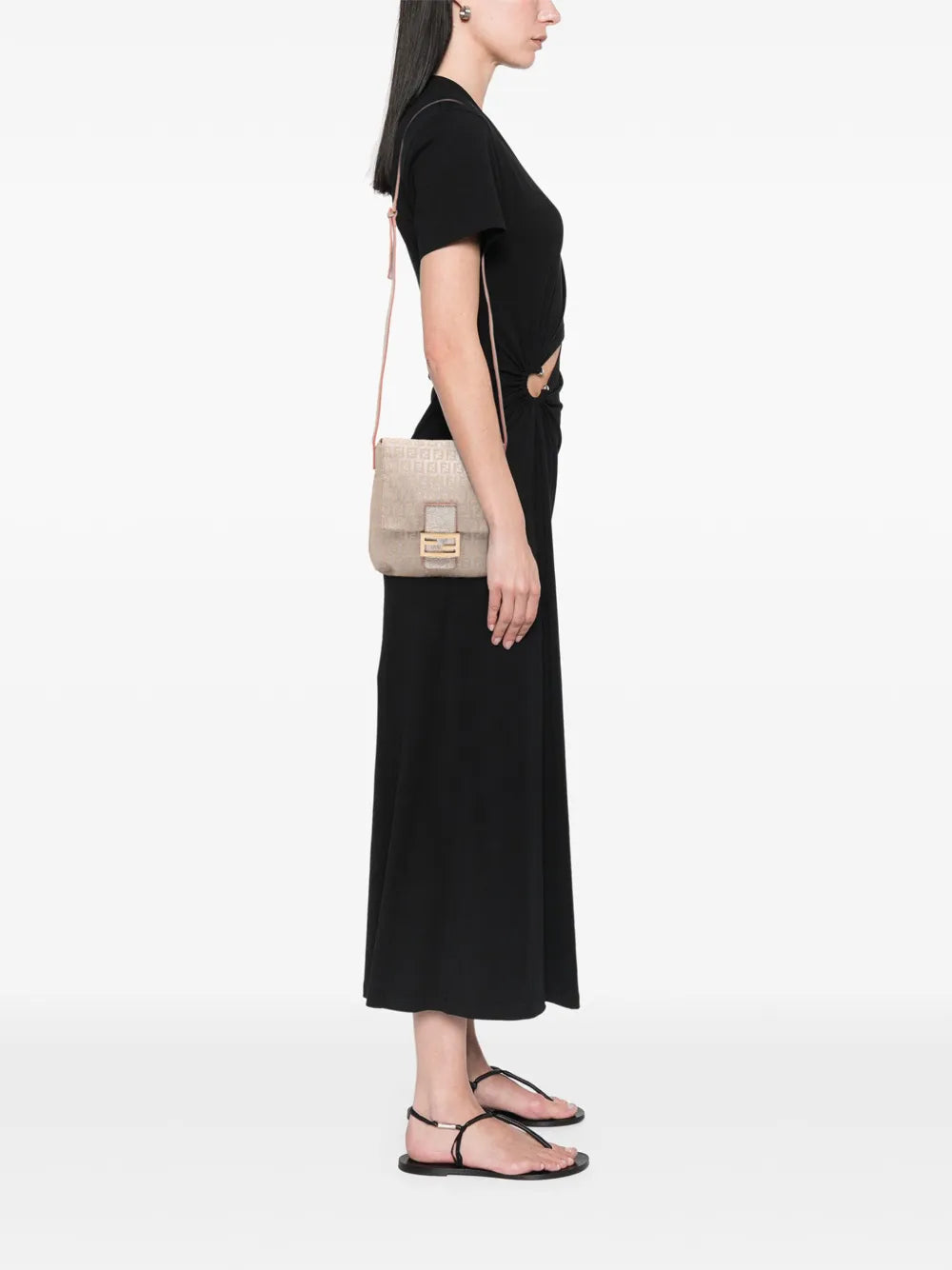 Pre-OwnedFendi Pre-Owned2010-2025 Zucchino Metallic Canvas Flap crossbody bag