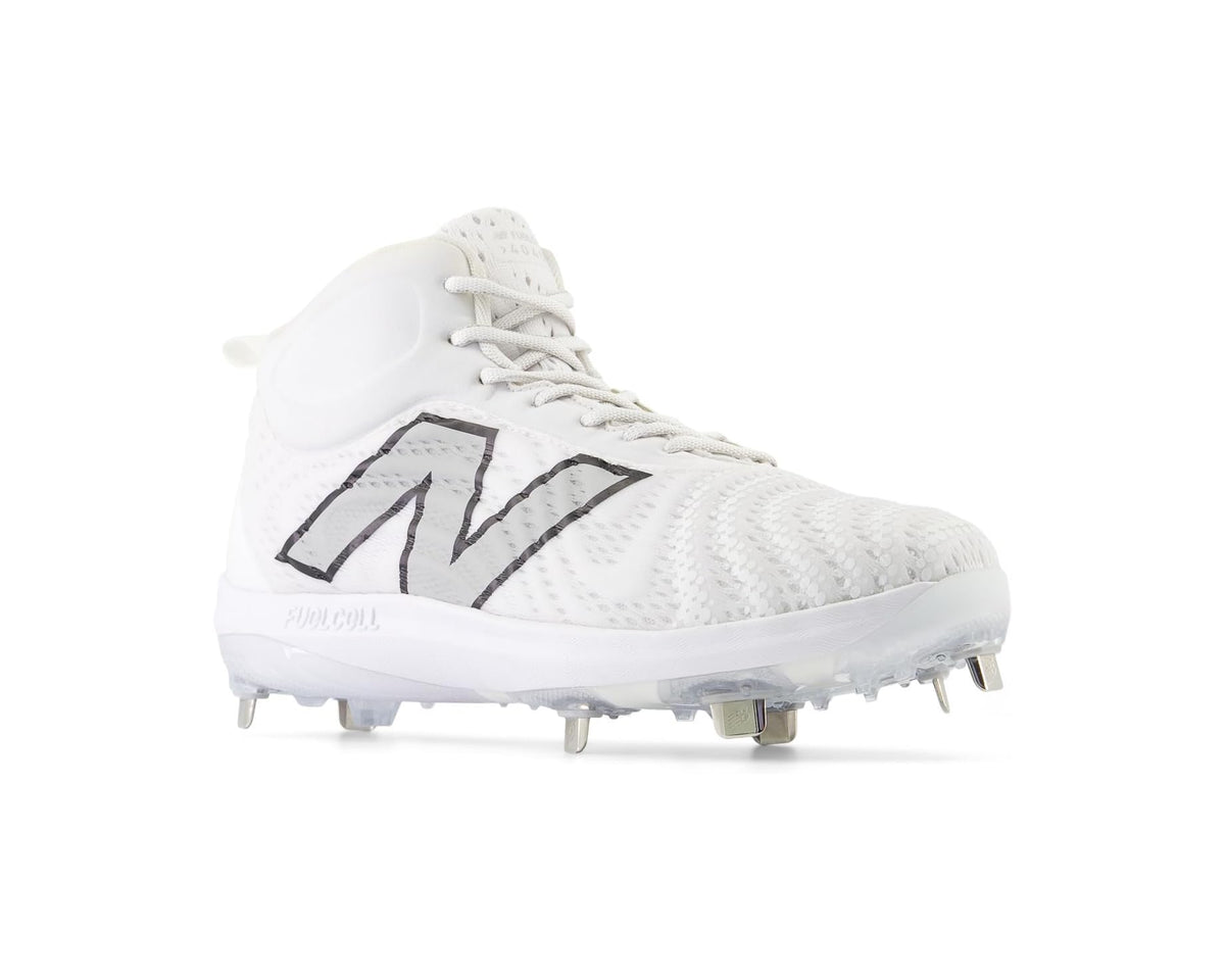 Men's New Balance FuelCell 4040 v7 Mid-Metal Baseball Cleats Optic White/Raincloud