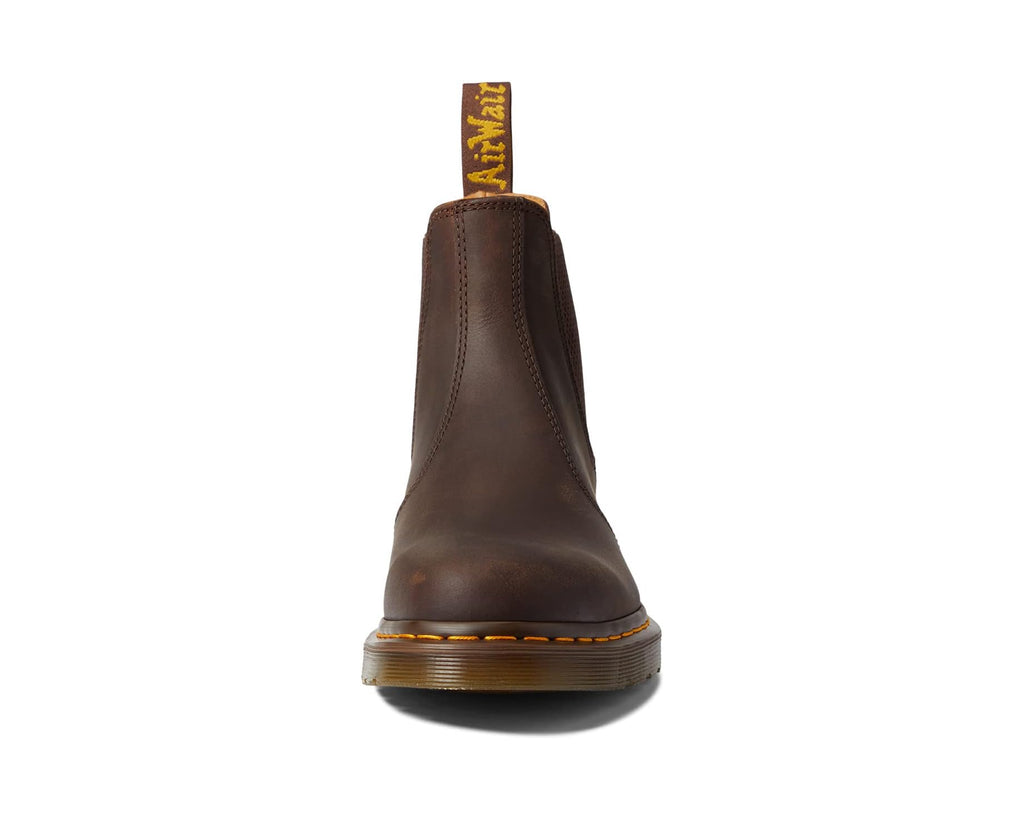 Unisex Dr. Martens 2976 Yellow Stitch Smooth Leather Chelsea Boots Dark Brown Crazy Horse