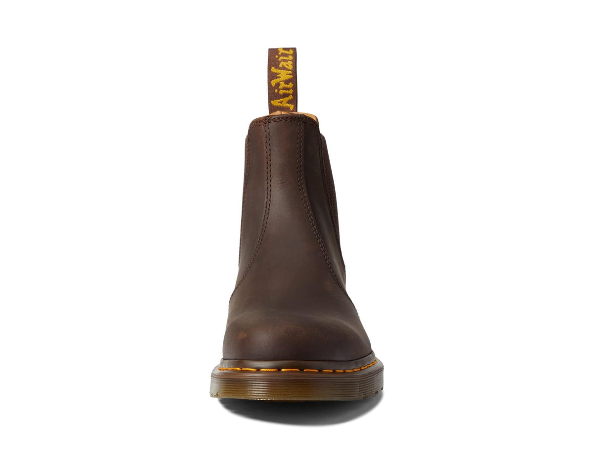 Unisex Dr. Martens 2976 Yellow Stitch Smooth Leather Chelsea Boots Dark Brown Crazy Horse