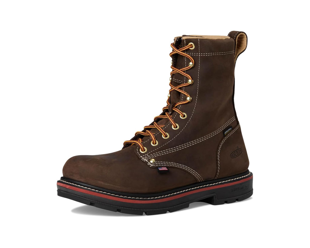 Men's KEEN Utility Liberty 8 Waterproof 90° Heel Boots (Carbon Toe) Coffee Bean/Black