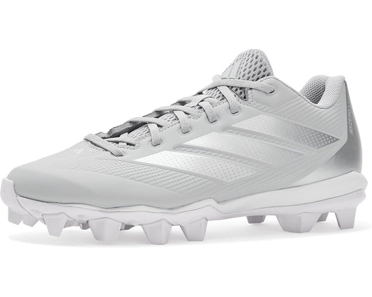 Men's adidas adiZero Impact 2.0 Molded Baseball Cleats Team Light Grey/Silver Metallic/White