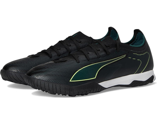 Men's PUMA Ultra 6 Match Turf Trainer Soccer Cleats Black/Fizzy Light/Green Terrain
