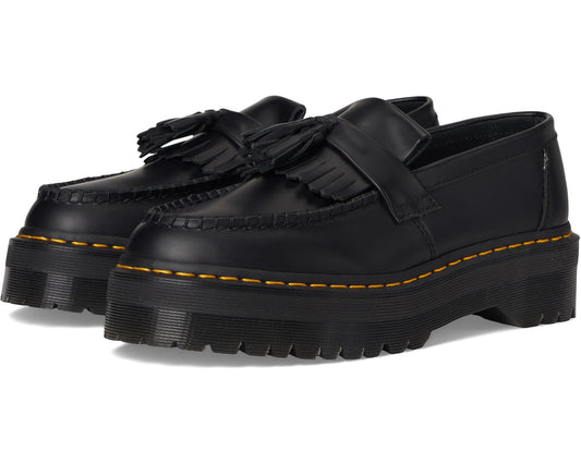Unisex Dr. Martens Adrian Quad Leather Platform Loafers Black Smooth