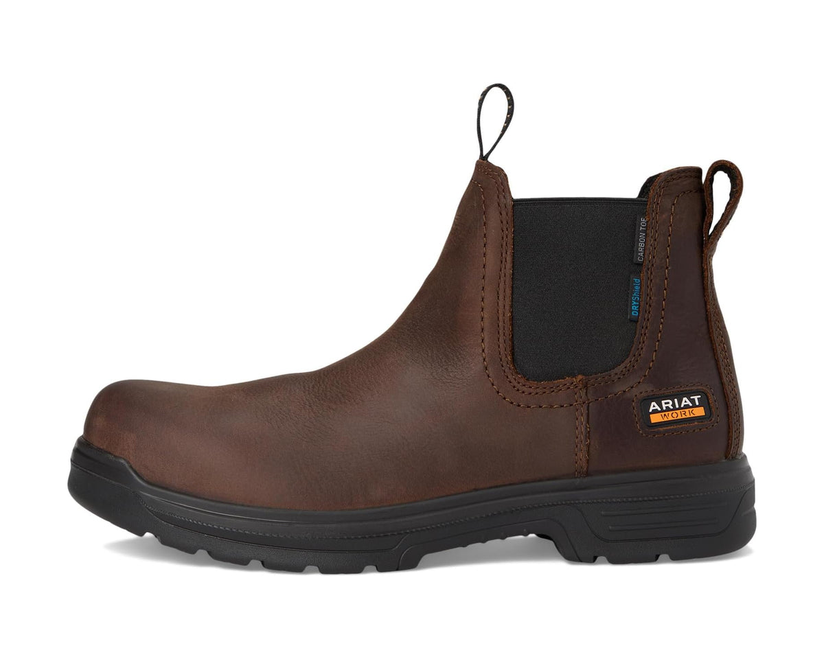 Men's Ariat Turbo Chelsea CSA Waterproof Carbon Toe Work Boots Rich Brown