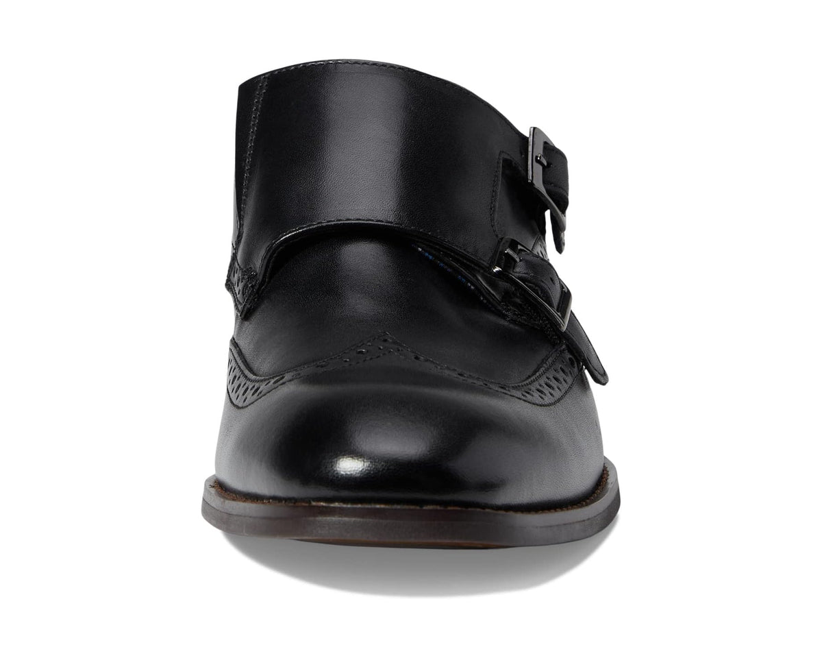 Men's Stacy Adams Karson Wing Tip Double Monk Strap Black