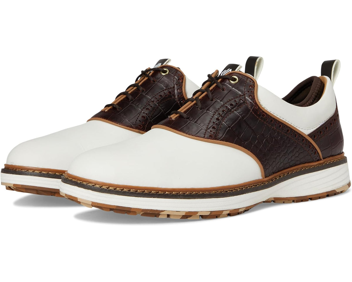 Men's Johnston & Murphy Upton GL4 Luxe Hybrid White/Brown Croc Embossed Waterproof Full Grain