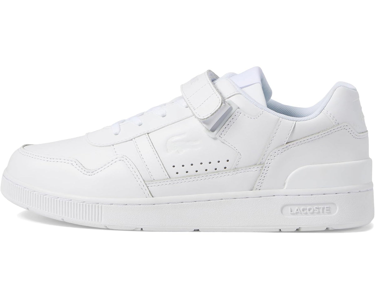 Men's Lacoste T-Clip Velcro Leather Sneakers White/White