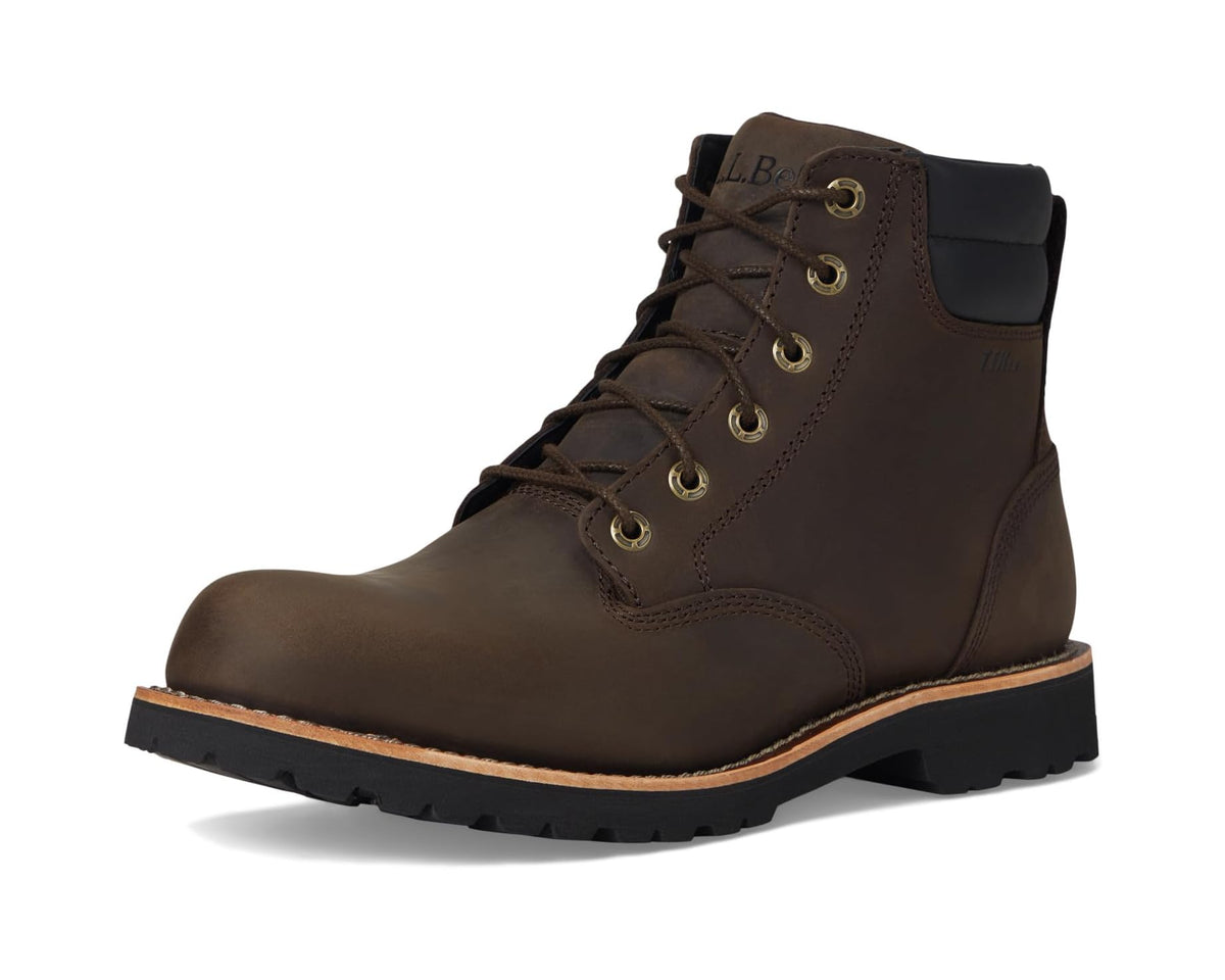 Men's L.L.Bean Bucksport Work Boot Plain Toe Waterproof Coffee Bean
