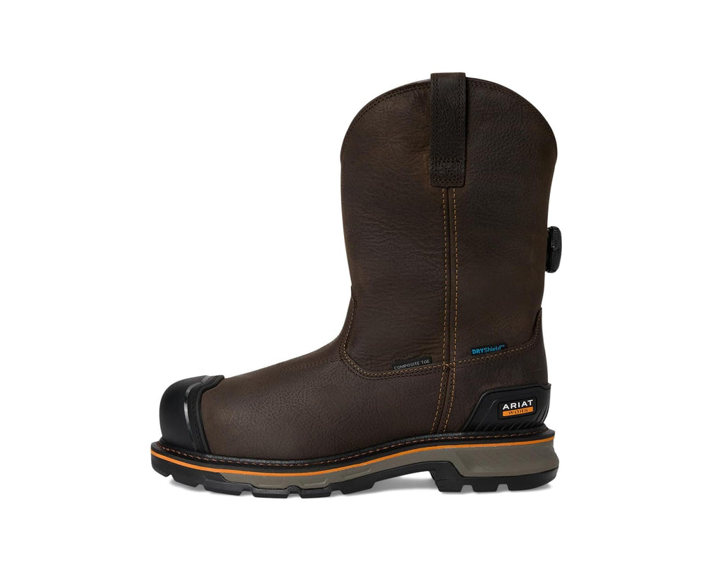 Men's Ariat Stump Jumper Pull-On BOA Waterproof Composite Toe Work Boot Iron Coffee