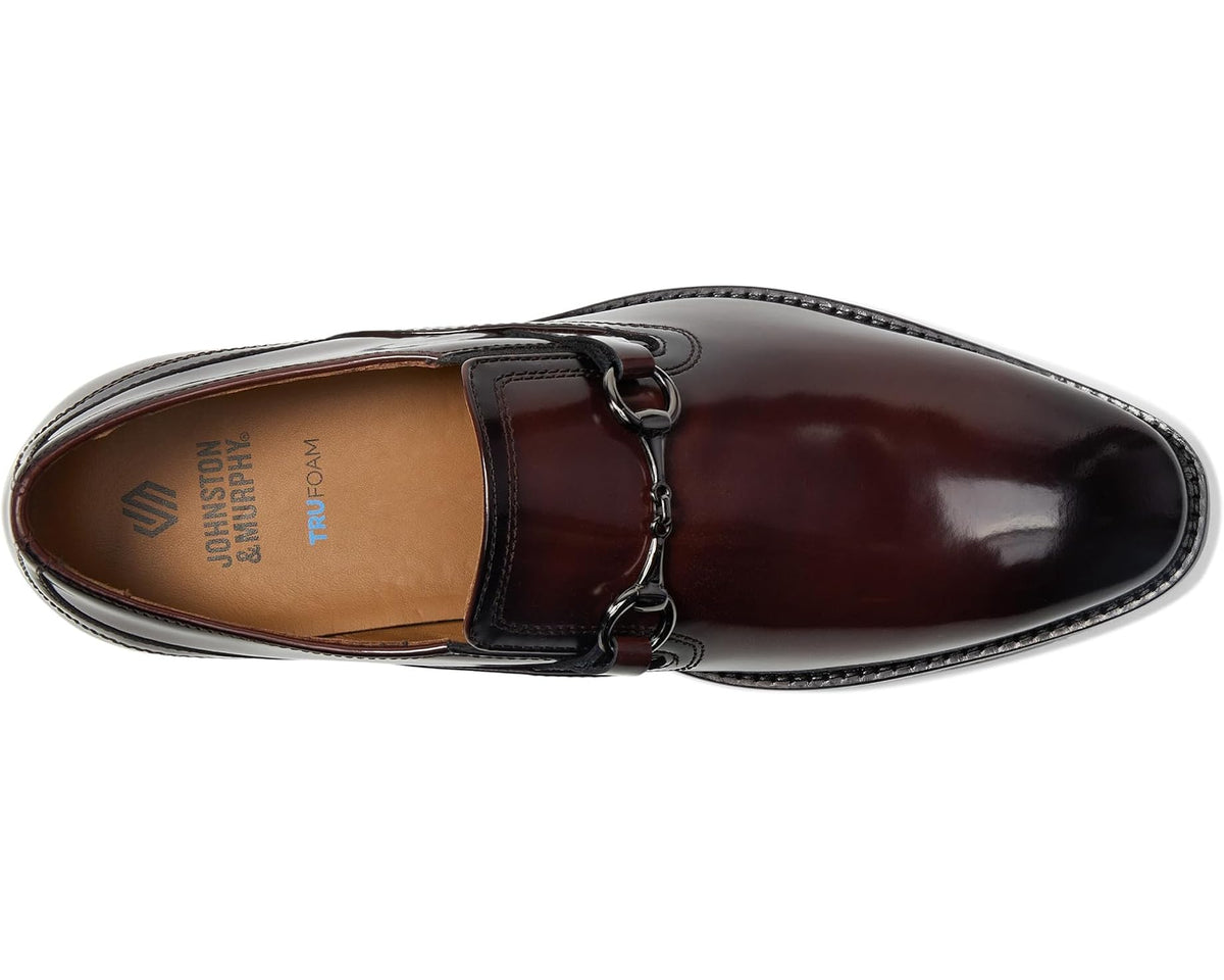 Men's Johnston & Murphy Richland Plain Toe Bit Loafers Burgundy Brush-Off Leather