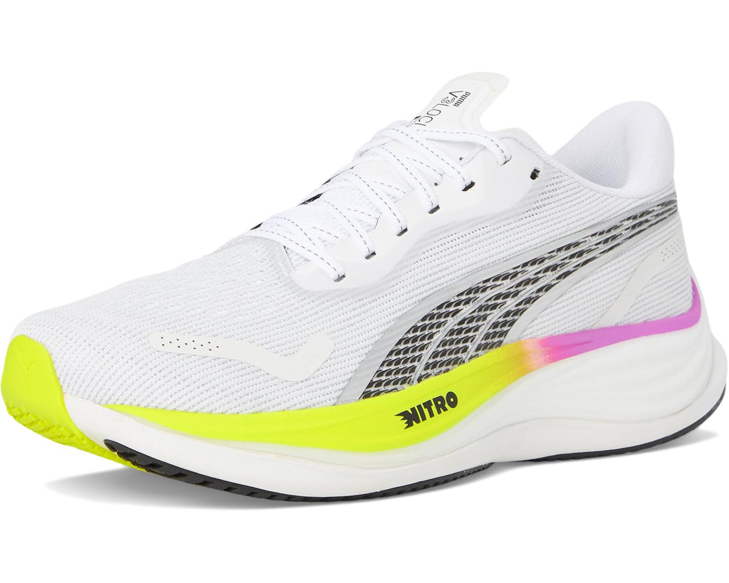 Men's PUMA Velocity Nitro 3 Running Shoes Puma White/Pure Magenta/Yellow Alert