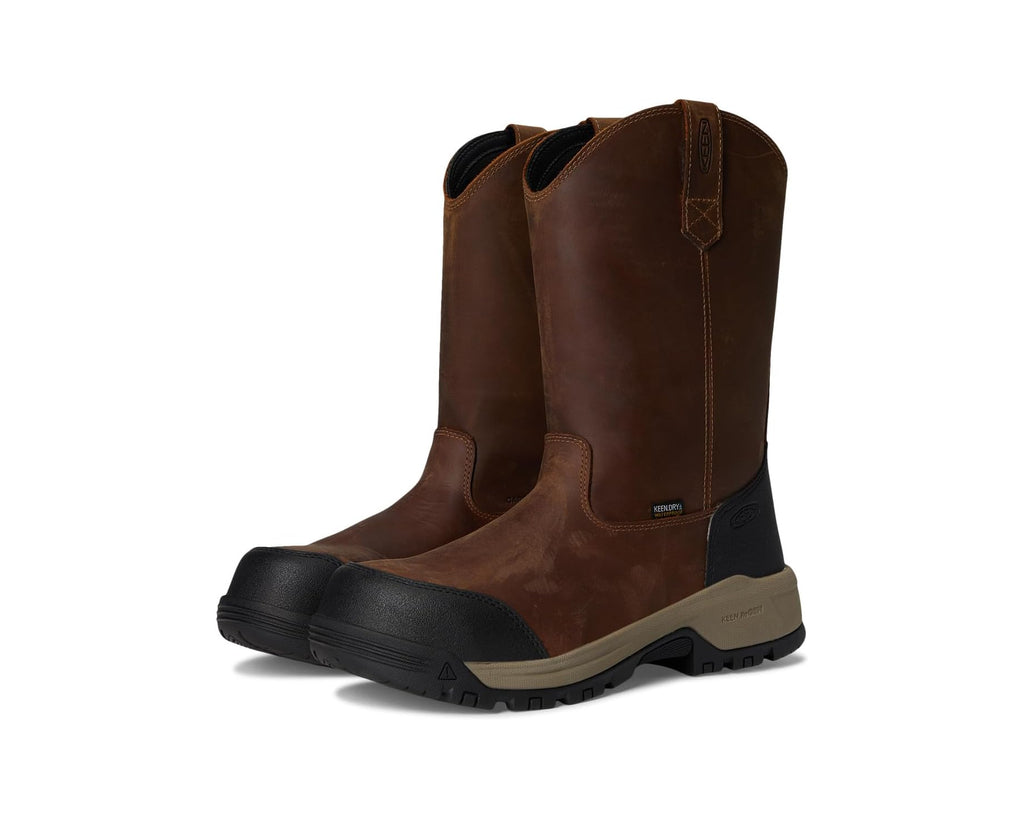 Men's KEEN Utility Evanston Pull-On Waterproof Boot (Carbon-Fiber Toe) Bison/Black