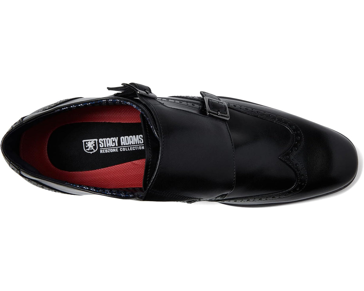 Men's Stacy Adams Karson Wing Tip Double Monk Strap Black