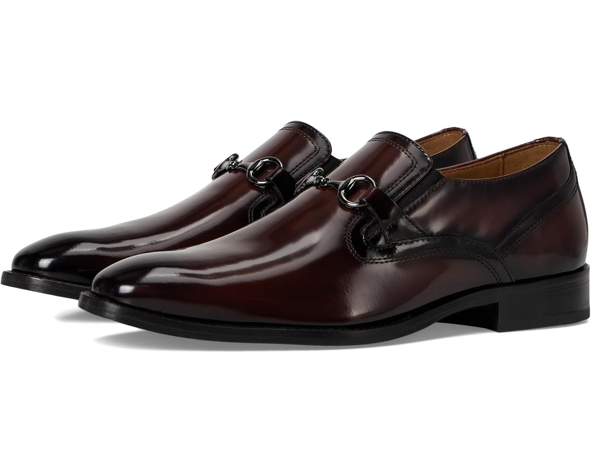 Men's Johnston & Murphy Richland Plain Toe Bit Loafers Burgundy Brush-Off Leather