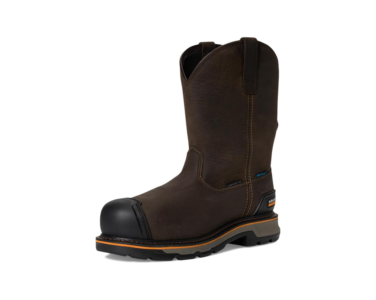 Men's Ariat Stump Jumper Pull-On BOA Waterproof Composite Toe Work Boot Iron Coffee