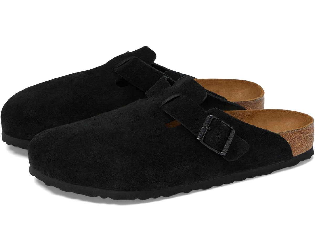 Unisex Birkenstock Boston Soft Footbed - Suede (Unisex) Black Suede