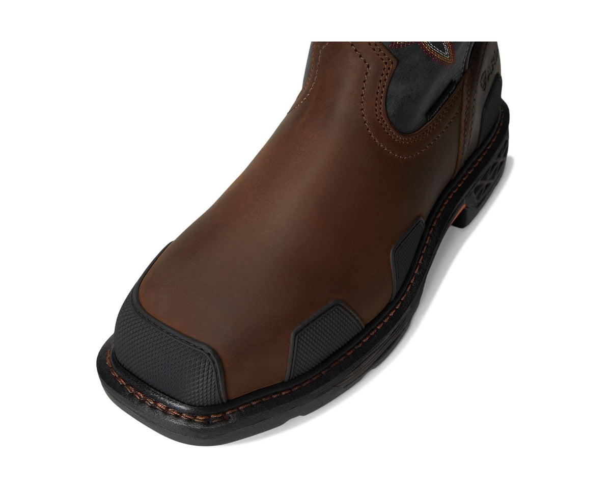 Men's Ariat OverDrive Wide Square Toe Composite Toe Work Boots Brown/Rough Stone