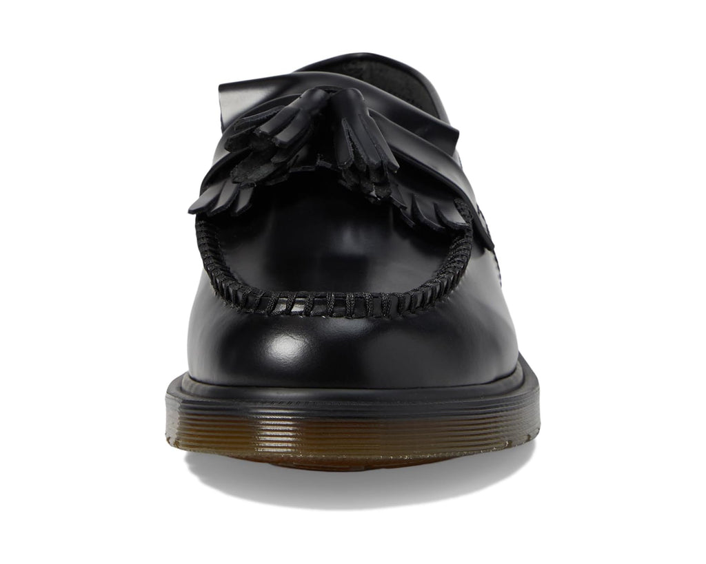Unisex Dr. Martens Adrian Smooth Leather Tassel Loafers Black Polished Smooth