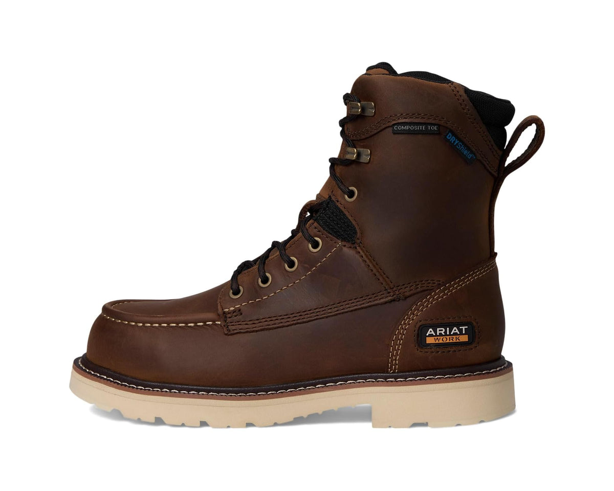 Men's Ariat Rebar Lift 8 Waterproof Composite Toe Work Boots Distressed Brown