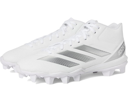 Men's adidas Adizero Impact.2 Molded Rubber Football Cleats White/Silver Metallic/White