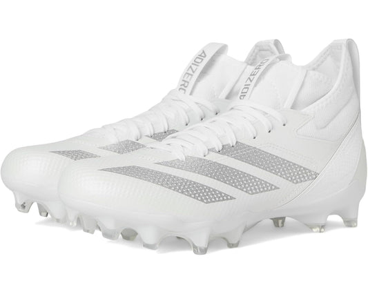 Unisex adidas adizero Impact Football Cleats White/Silver Metallic/White 1