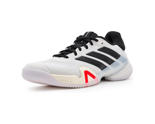 Men's adidas Barricade 1/4 Tennis Shoes White/Black/Lucid Red 1