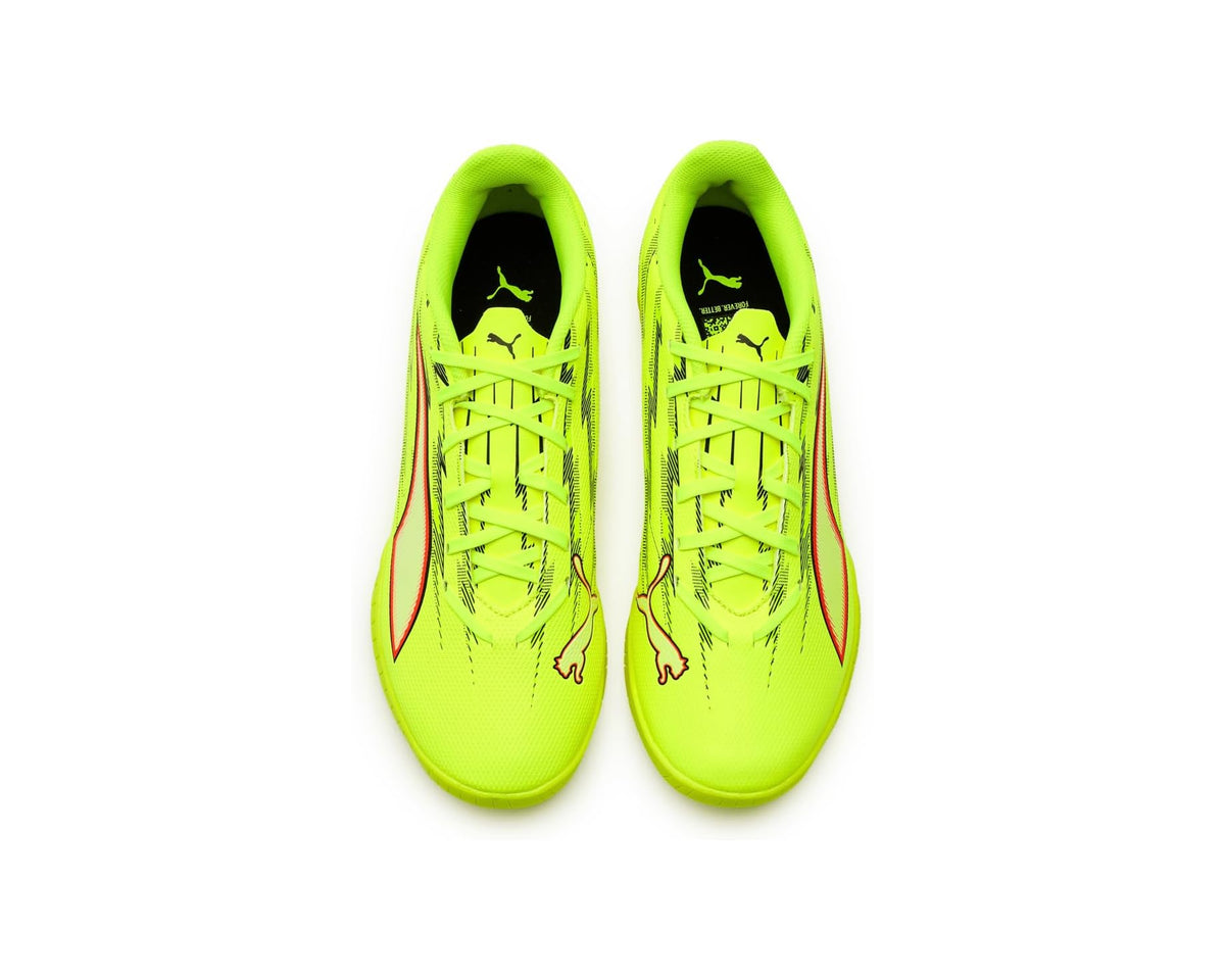 Men's PUMA Ultra 6 Play Turf Trainer Soccer Cleats Yellow Alert/Black/Glowing Red/Lime Squeeze