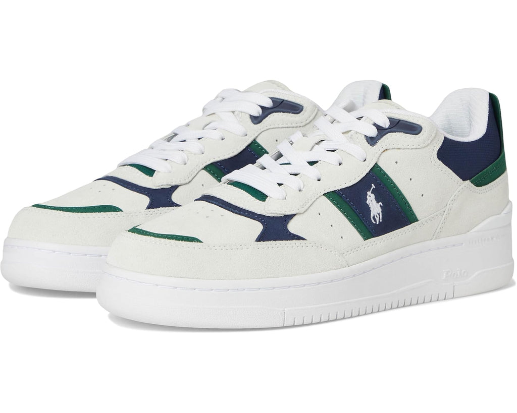 Men's Polo Ralph Lauren Masters Sport Leather-suede Sneaker Bianco/Navy/Green