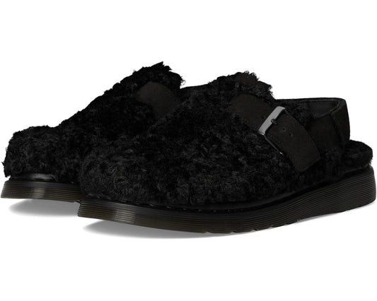 Unisex Dr. Martens Jorge II Faux Fur Lined Deluxe Borg Slingback Mules Black