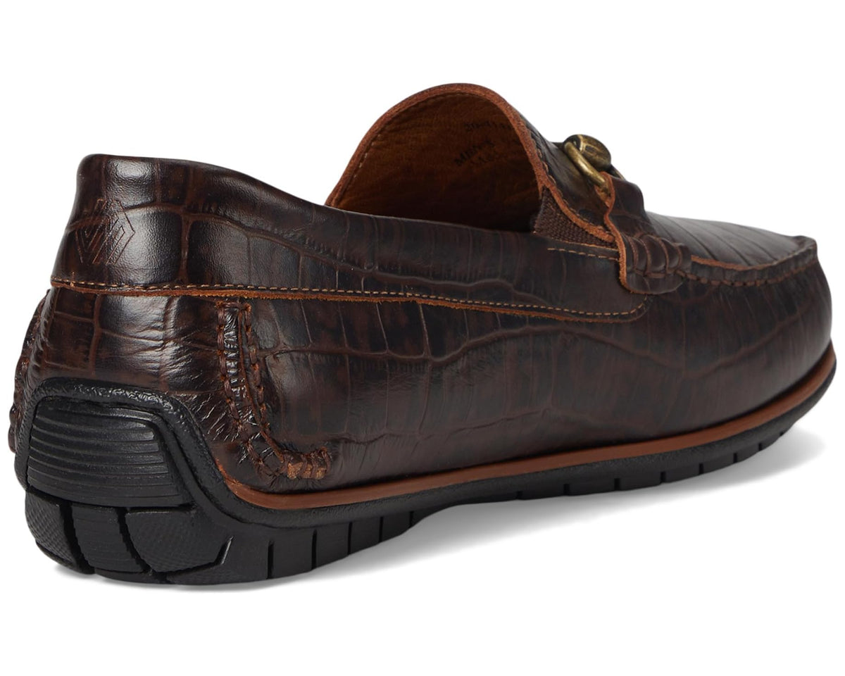Men's Johnston & Murphy Cort 2.0 Bit Dark Brown Croc Embossed Full Grain