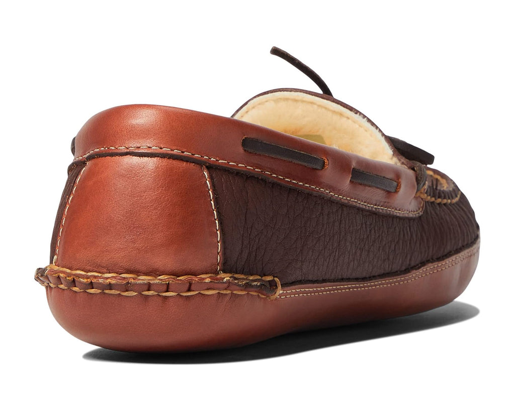 Men's L.L.Bean Bison Double Sole Slipper Shearling Lined Raisin